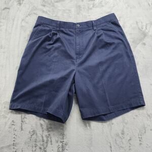 KnightsBridge Shorts Mens 38 Blue Pleated Chino Cotton Preppy Office Career Golf